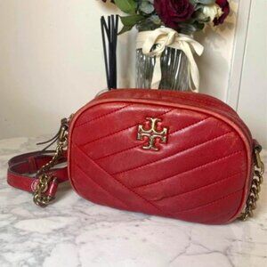 Tory Burch Red Leather Kira Camera Crossbody Bag